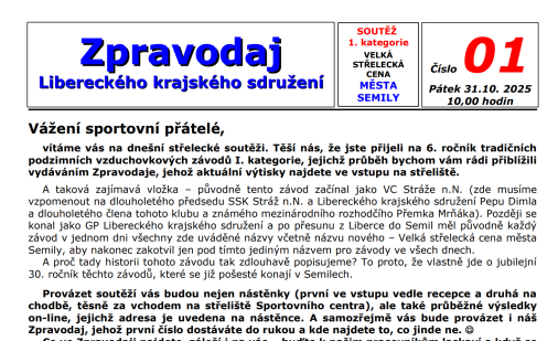 Zpravodaj Velké střelecké ceny města Semily